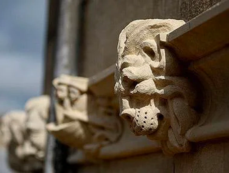 Hand carved lion gargoyle sculpture at Bodleian Library Oxford University of Oxford