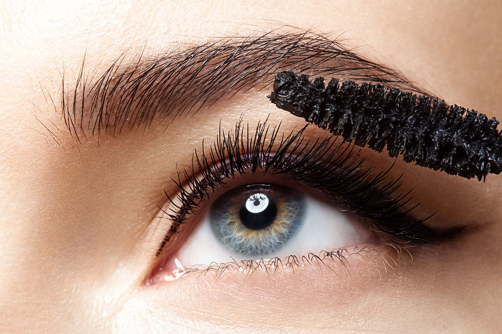 Eye-level view of different eyelash curl types displayed on a chart