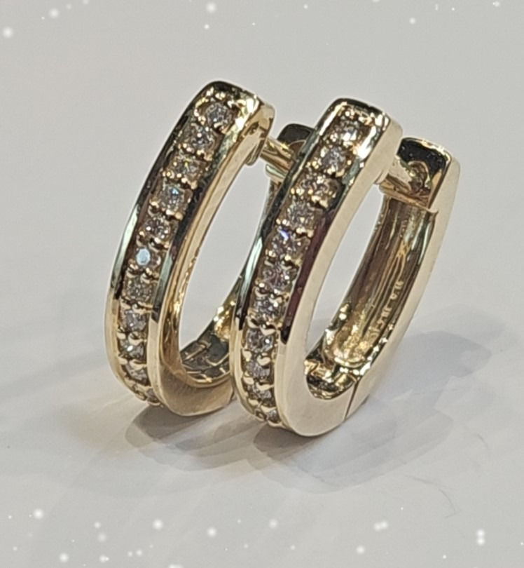9ct Diamond set Huggie earrings