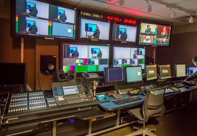 Control room at MNN's 59th Street location