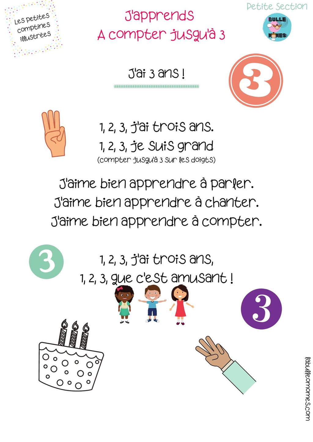 Petite Comptine Illustree 1 2 3 J Ai Trois Ans