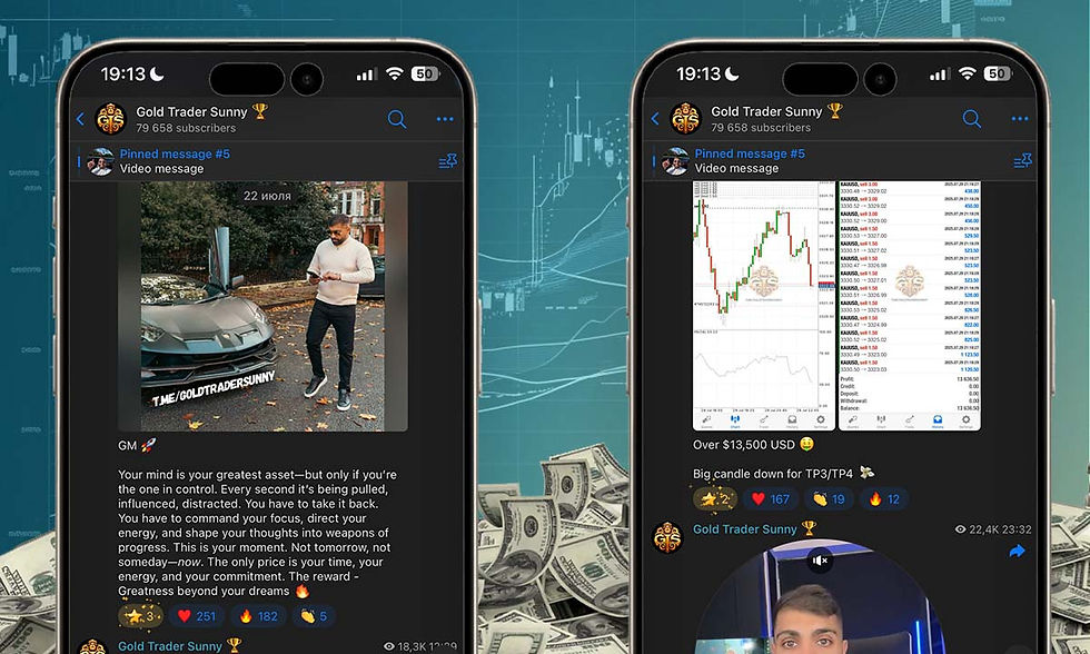 Inside Gold Trader Sunny free signals channel on telegram, detailed reviews and real results
