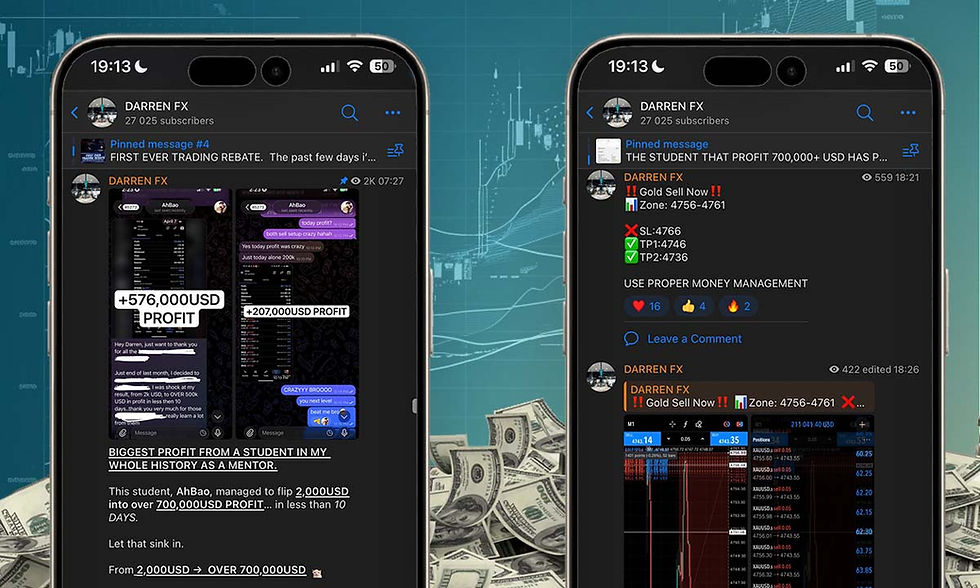 Inside DARREN FX free signals channel on telegram, detailed reviews and real results