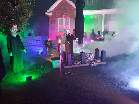 Trick-or-treat at the Haunted Halloween House in Greenville, North Carolina