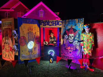 Psychic booth at the halloween yard display in Greenville, NC