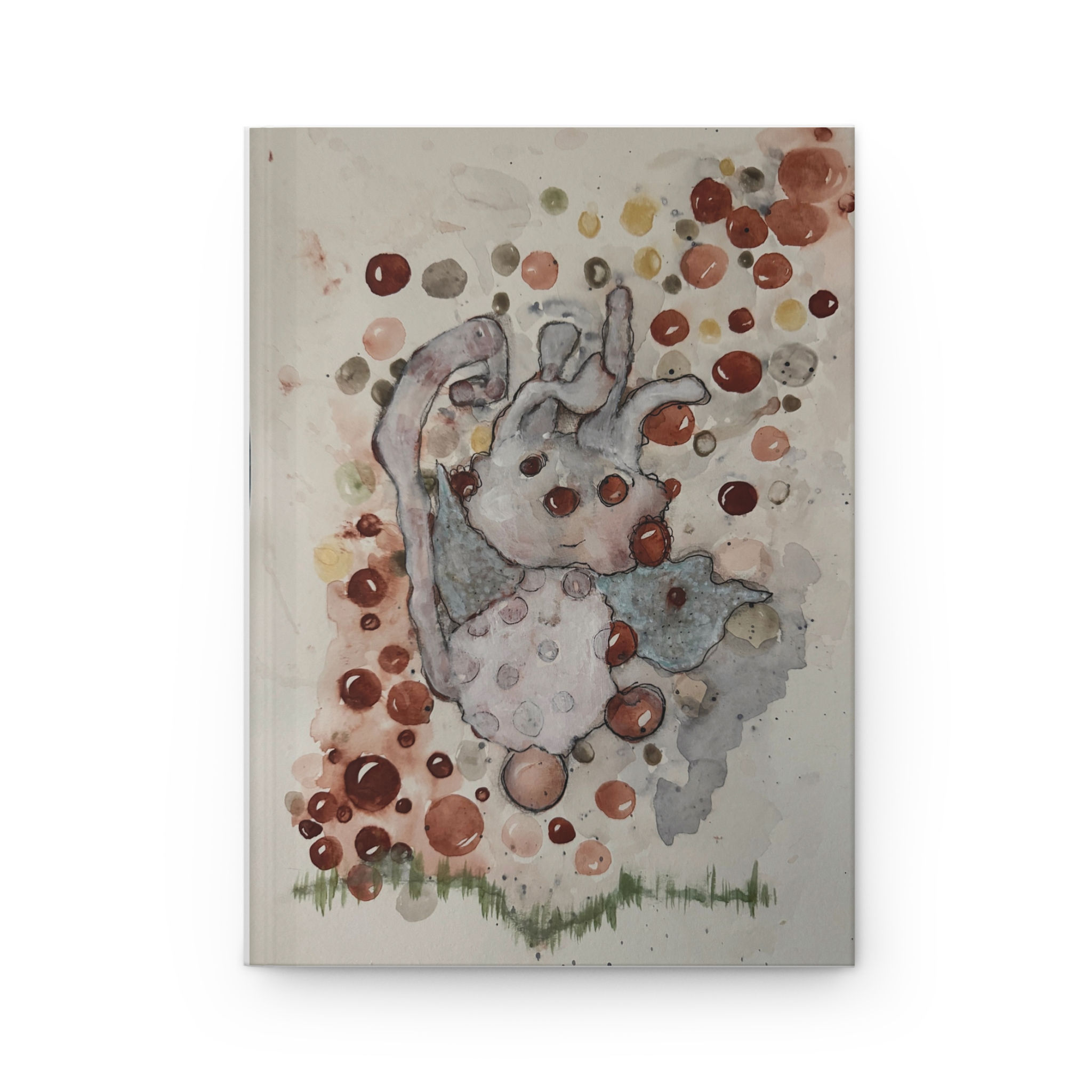 Hardcover Journal — Abstract Watercolor Bunny with Bubbles Notebook