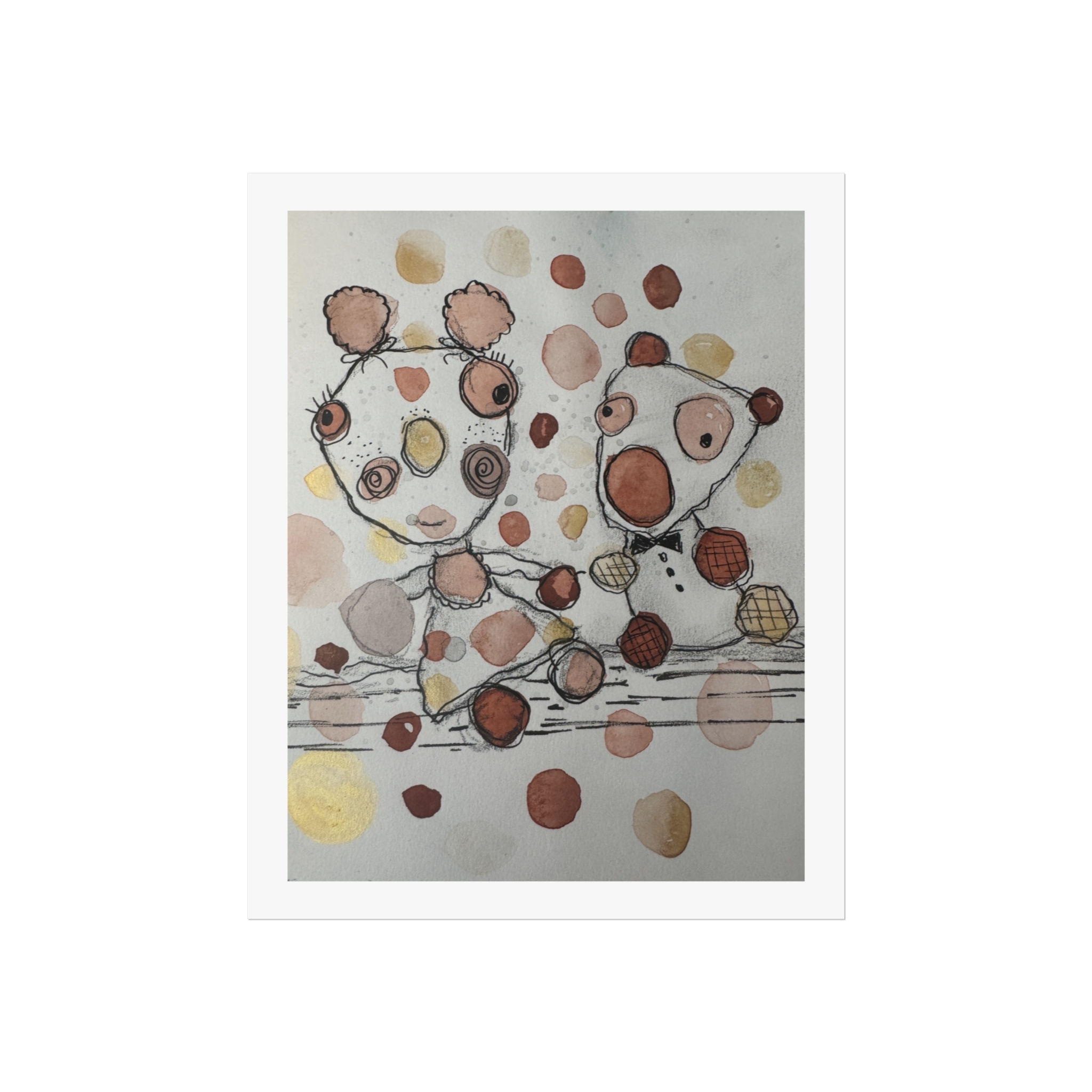 Abstract Dot Bears Fine Art Poster — Whimsical Nursery Wall Art