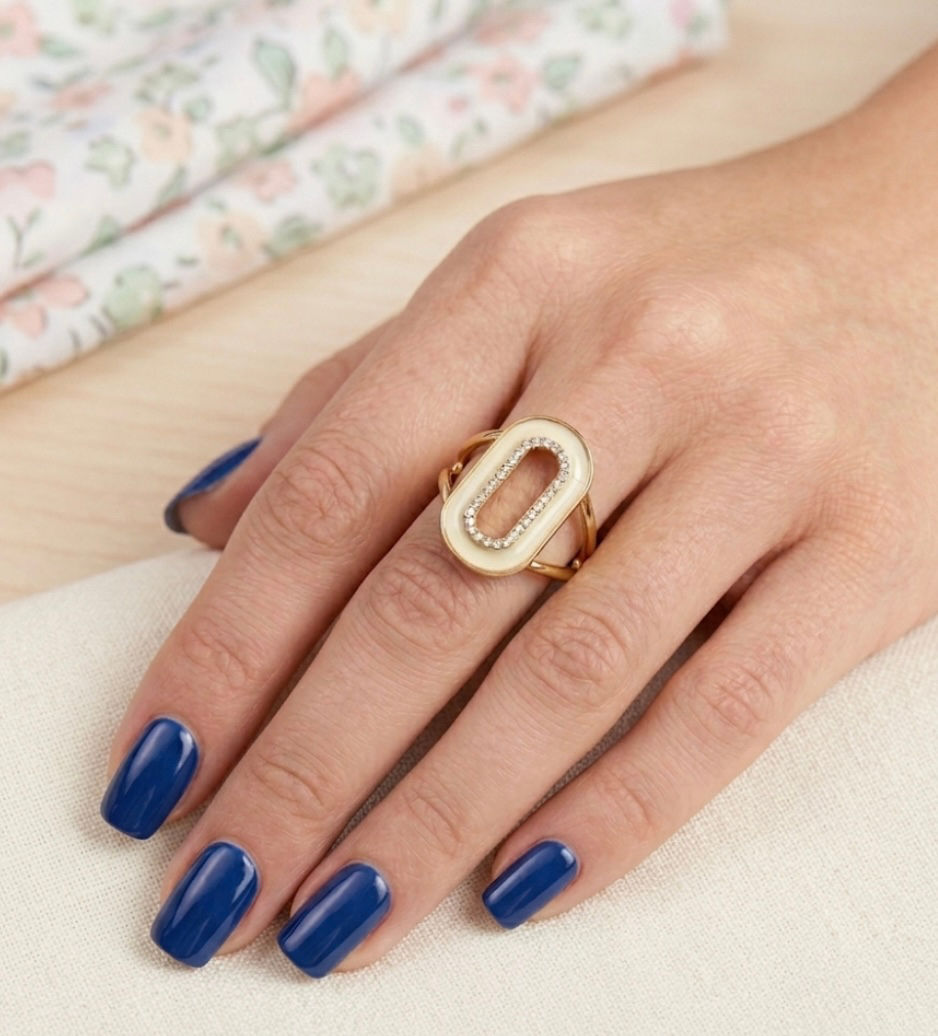 Anello Ovale Smaltato Regolabile