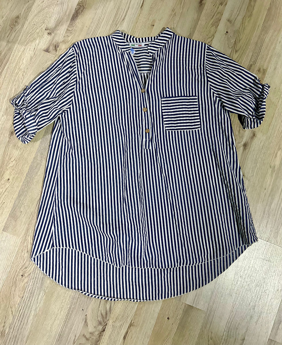 Miniatura: Camicia in cotone a righe bianca e blu 