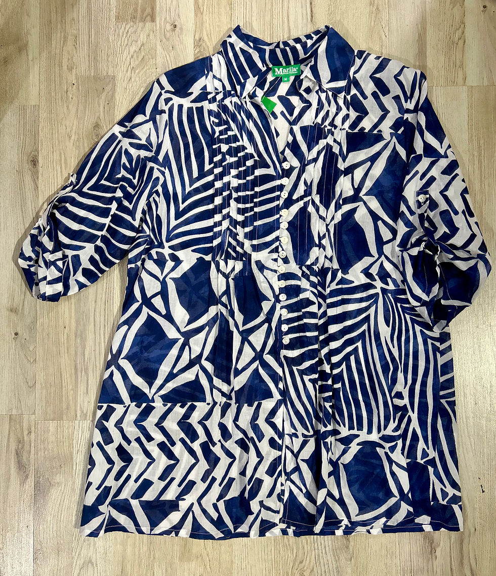 Thumbnail: Camicia in cotone Fantasia blu bianco
