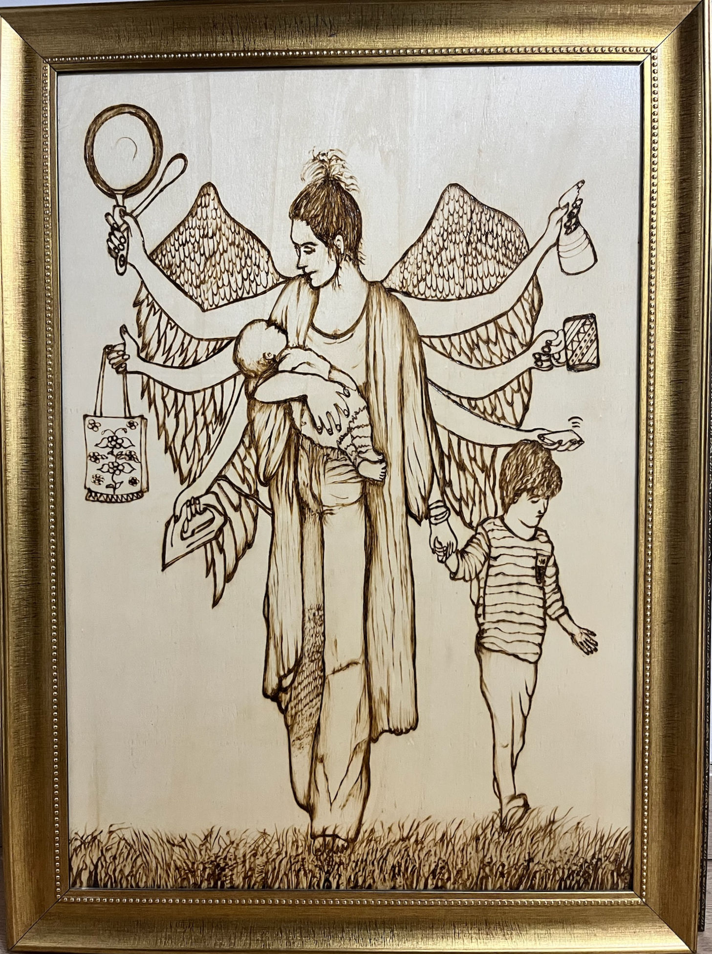 'Anne Her Şeydir' Temalı Ahşap Yakma Tablo