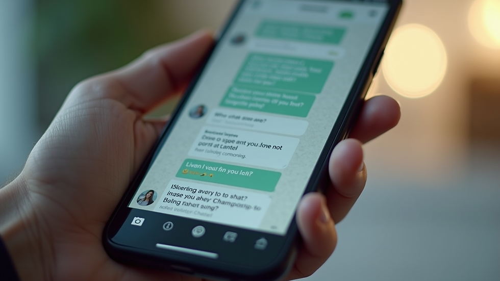 Gros plan sur l'écran d'un smartphone affichant une conversation avec un chatbot immobilier