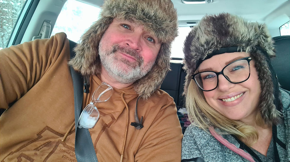 The author and his wife prepared for the cold