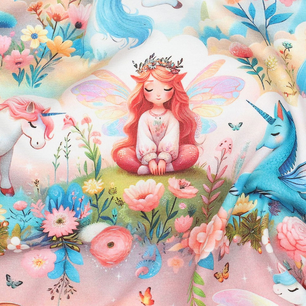 Miniaturbild: Baumwolljersey Unicorns blau (kräftige Farben), Einhörner, Elfen, Feen, Drachen