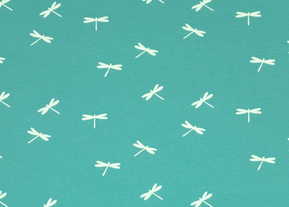 Baumwolljersey Interlock Kenny Libellen Dusty Mint