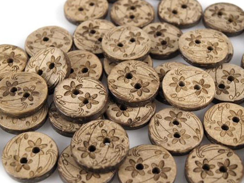 Miniaturbild: 6 Stück kleine Kokosknöpfe Blümchen