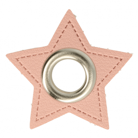 Ösenpatch Stern Kunstleder Rosa 8mm Öse Silber