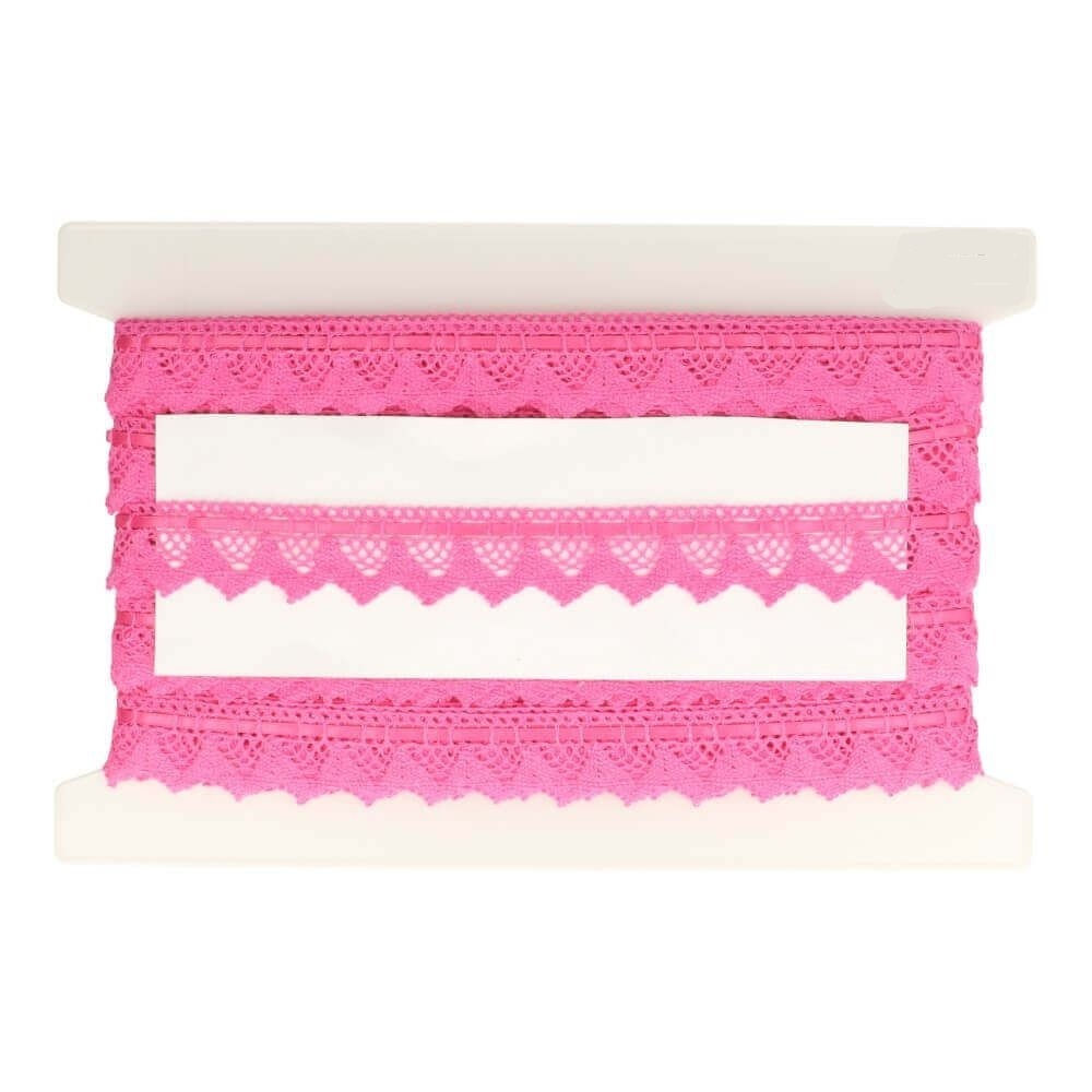 Baumwoll Klöppelspitze mit Satinband Bubblegum helles Pink