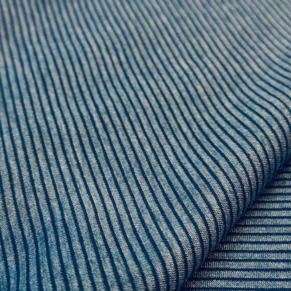 Miniaturbild: Ribjersey Ottoman Doubleface Petrol Blau Melange Streifen