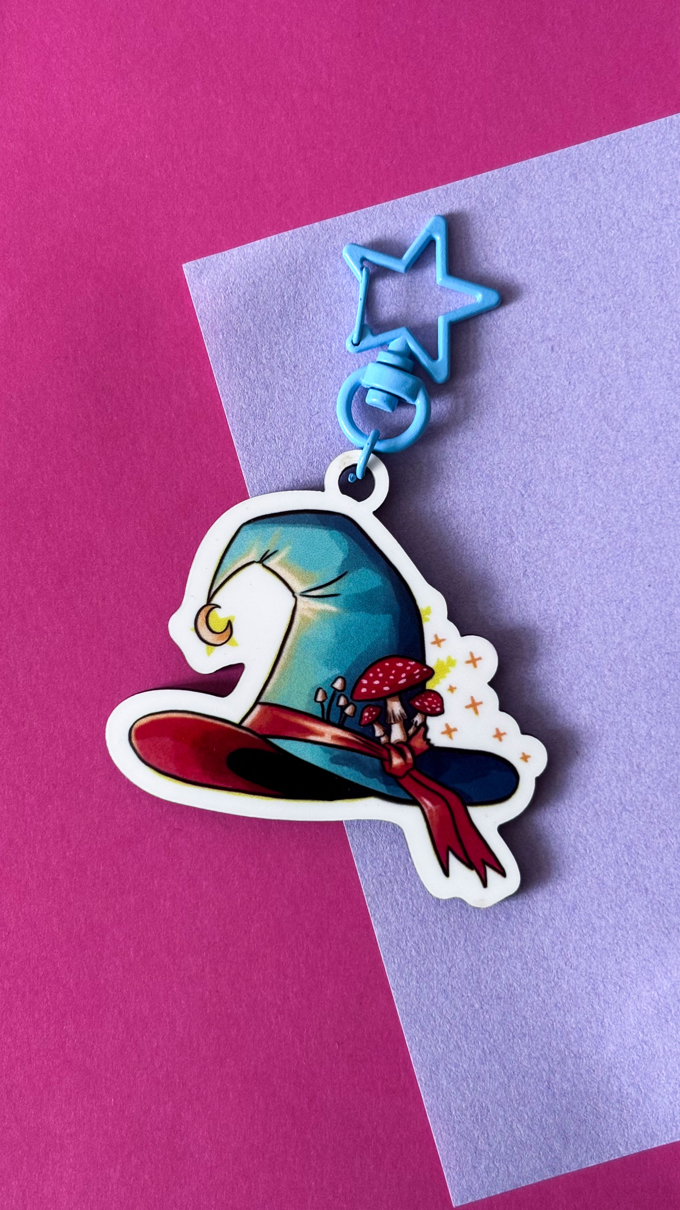 Blue Mushroom Witch Hat Keychain