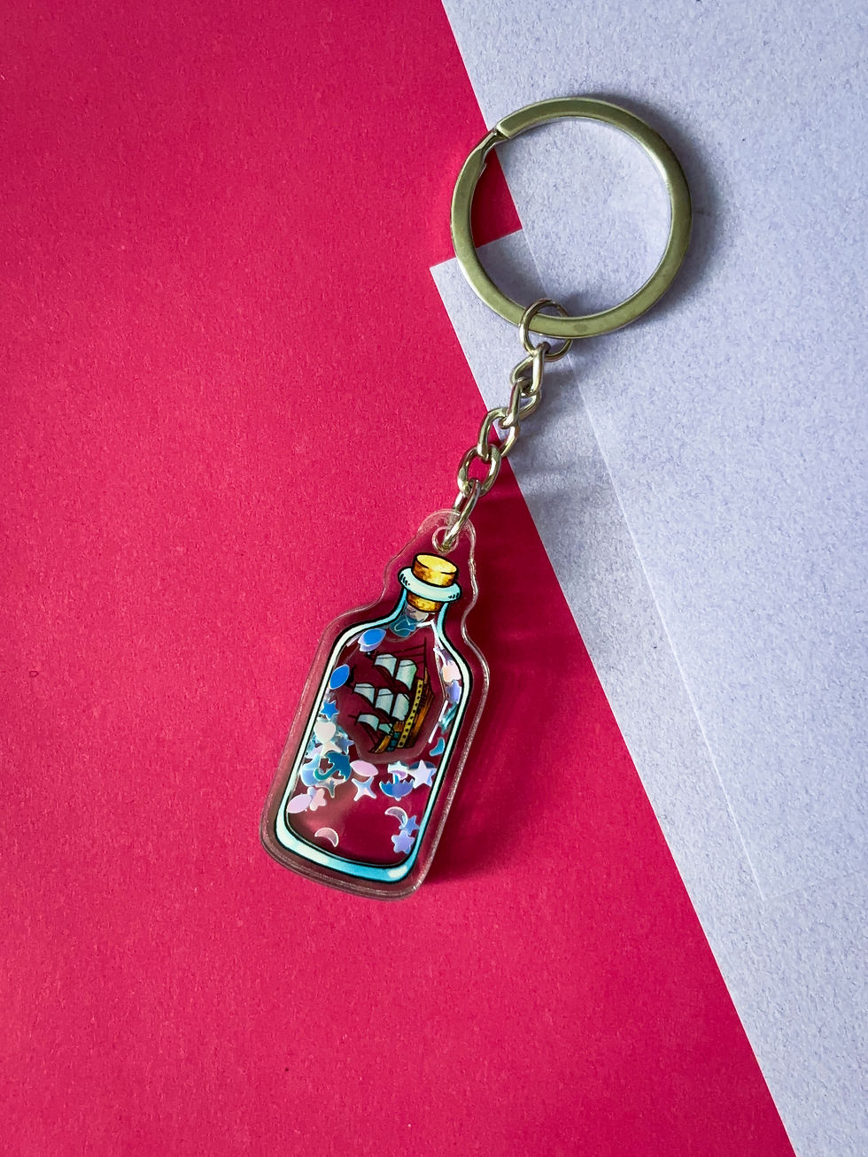 Ship in a Bottle Shaker Keychain