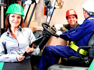 AI vision pedestrian detection system monitoring forklift and worker interactions