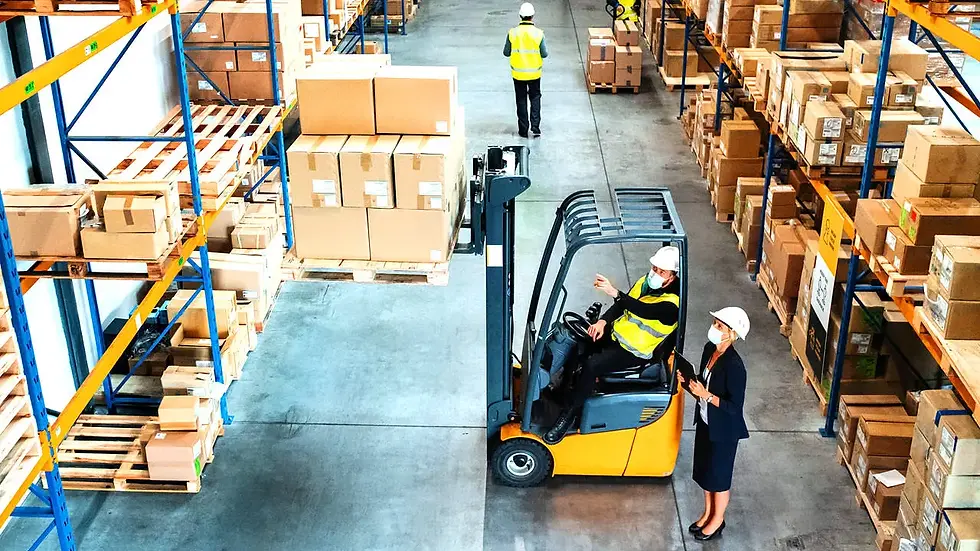 Proximity-based pedestrian safety system showing UWB or RFID hazard zone alerts