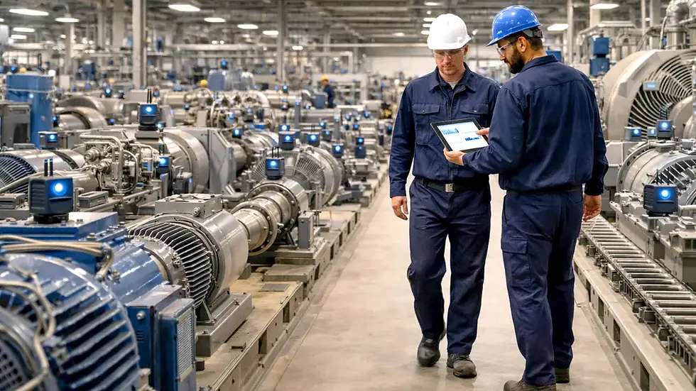 AI industrial predictive maintenance sensors installed on pumps motors compressors and conveyors