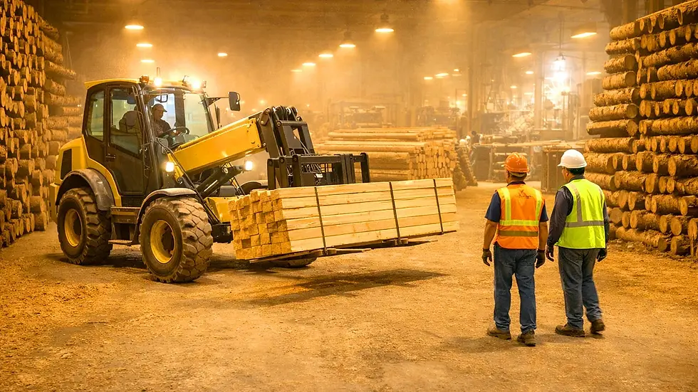 Four-camera onboard video system for pedestrian detection for mixed fleets showing full zone coverage on industrial vehicle