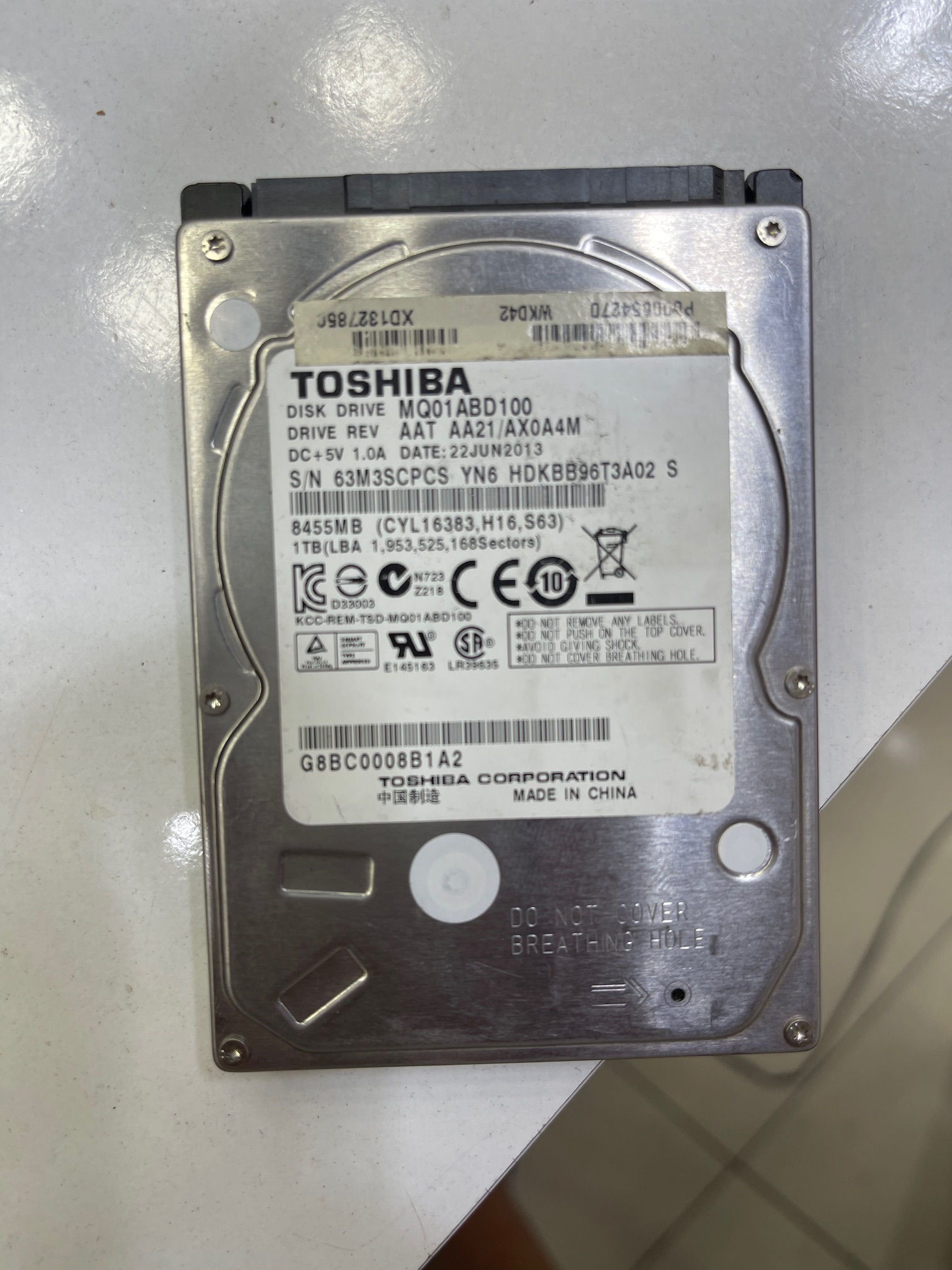 Toshiba MQ01ABD100 AAT AA21 / AX0A4M 1TB 2.5 HDD Arızalı