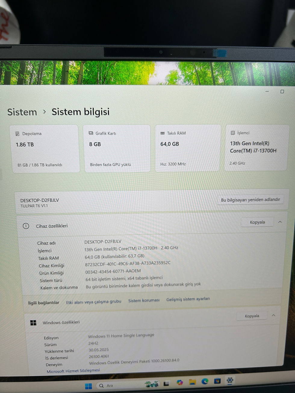 Küçük resim: Monster Tulpar i7-13700H RTX 4070 64GB RAM 2TB SSD 16" 3K 165Hz Gaming Laptop