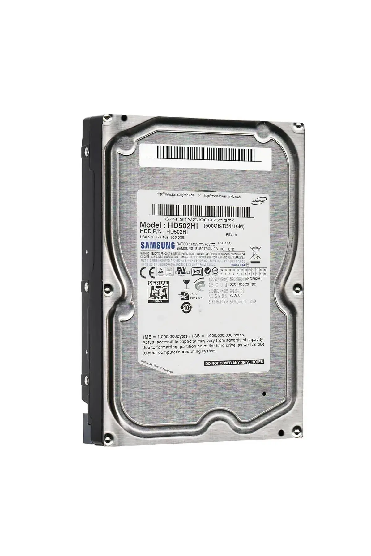 Samsung HD502HI 500GB 3.5” SATA HDD (%98 Sağlık)
