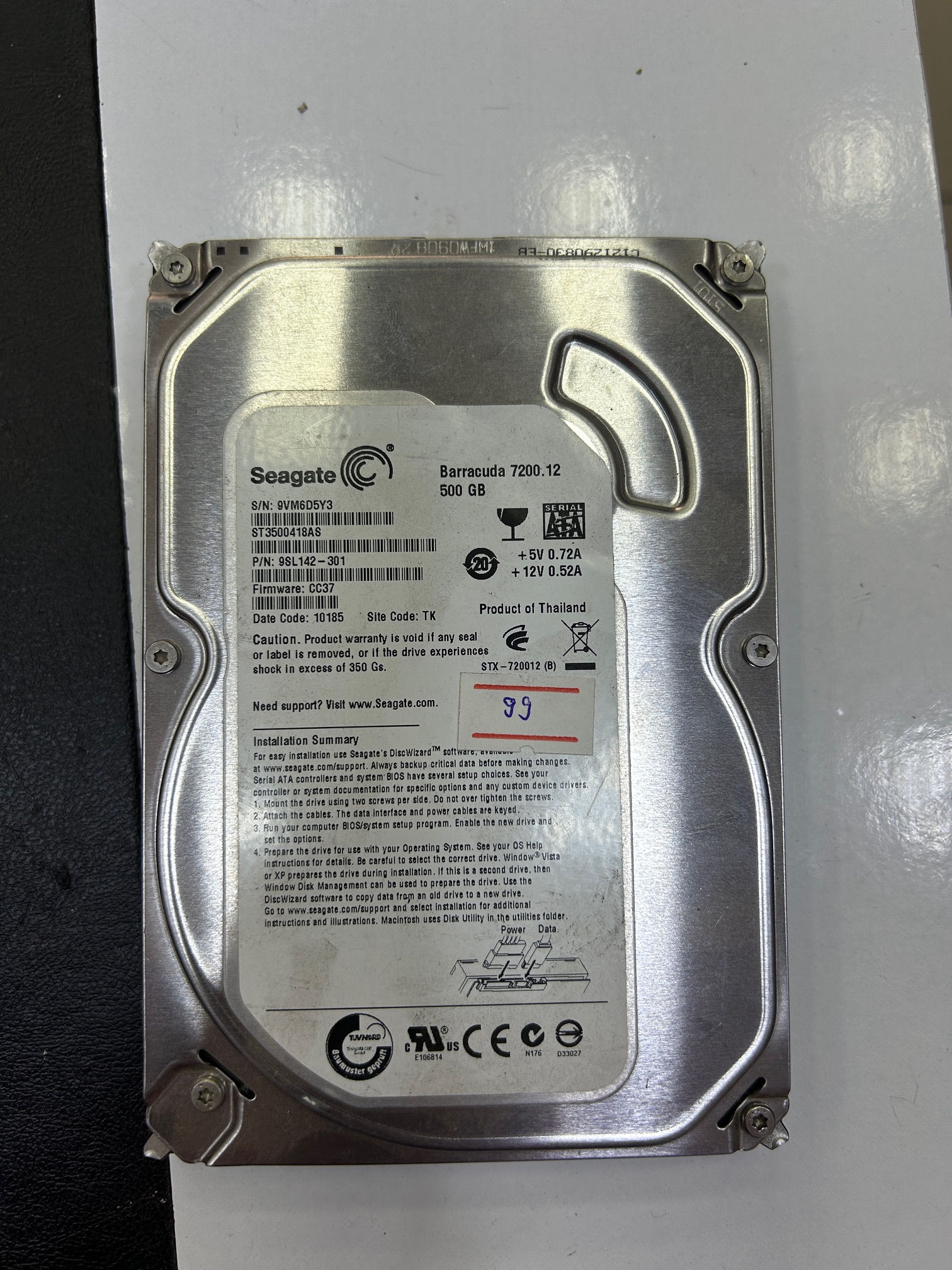 Seagate Barracuda 500GB 7200RPM 3.5" Sata Harddisk