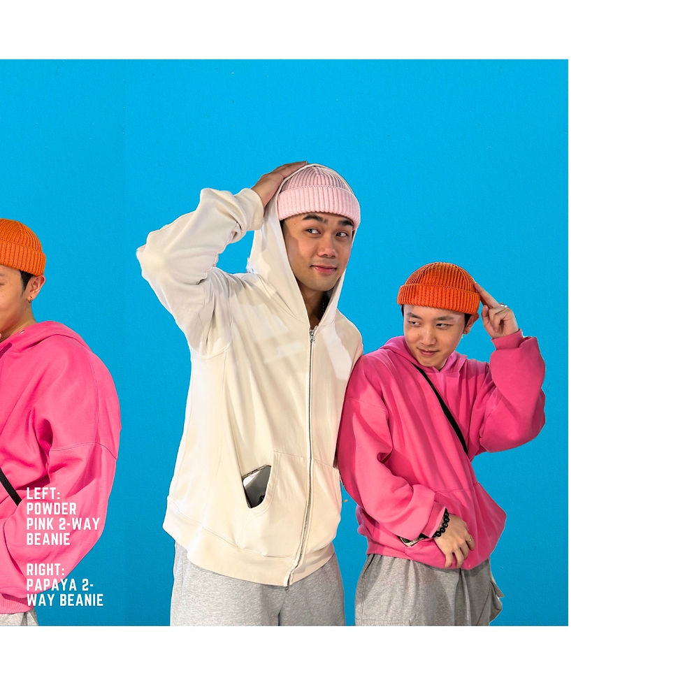 Thumbnail: Powder Pink 2 Way knit beanie