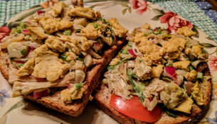Jackfruit Tuna Melts with Brazil Nut Swiss Cheese