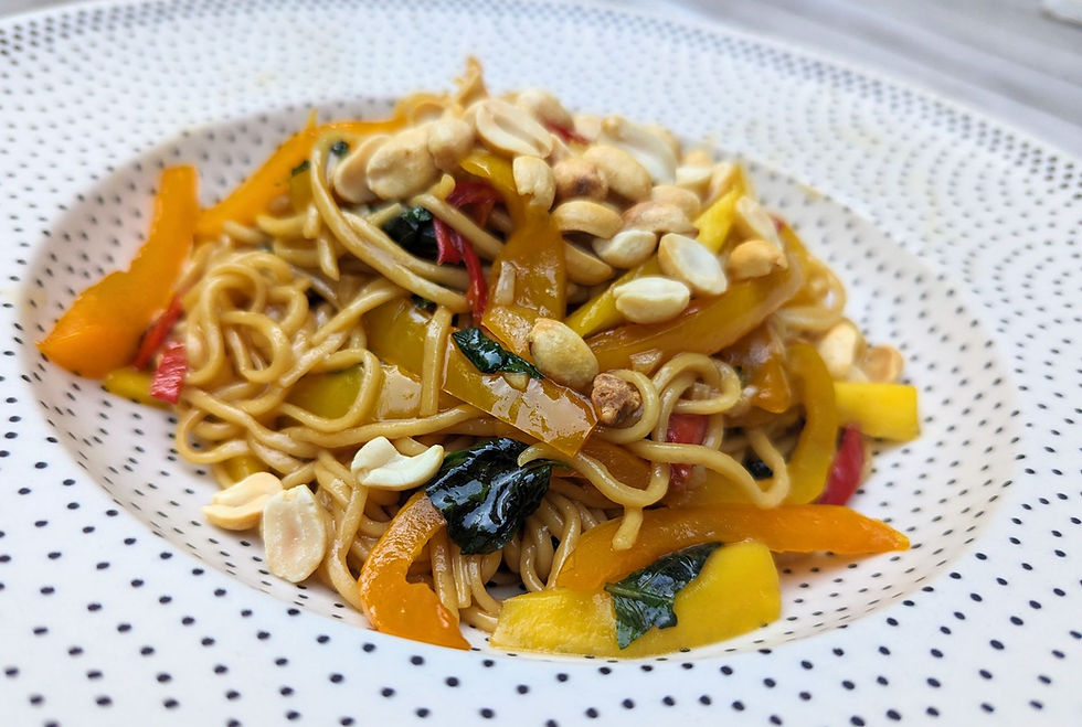 Peanut Mango Spaghetti (GF, V options)