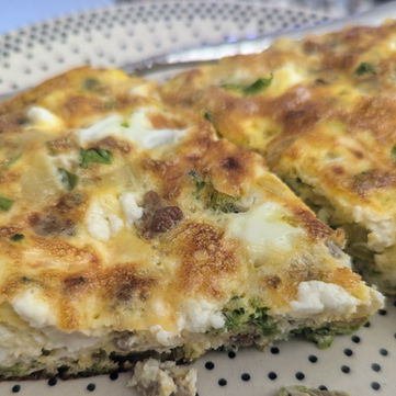 Vegan Sausage, Broccoli and Goat Cheese Frittata (GF)