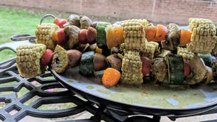 Peanut and Cilantro Grilled Veggie Skewers