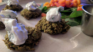 Baked Green Pea Fritters with Yoghurt Dipping Sauce
