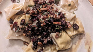 Butternut Squash, Cashew Ricotta & Amaretto Tortellini with Vegan Butter Sauce