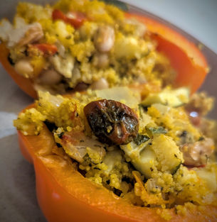 Mediterranean Stuffed Peppers with Couscous & Beans (V)