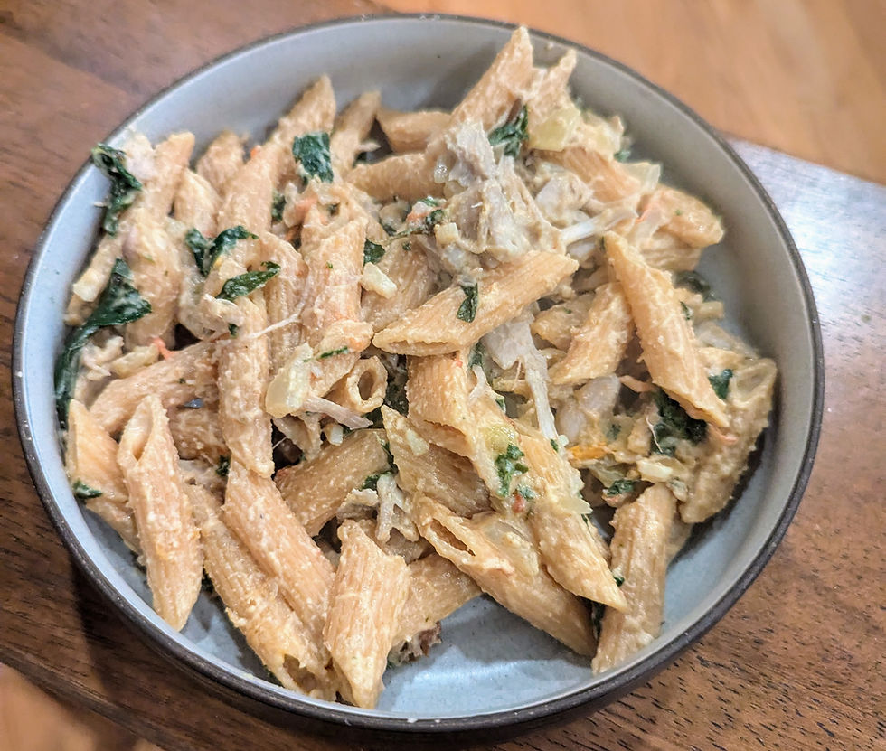 Bajan Jackfruit Pasta with Callaloo (GF, V)