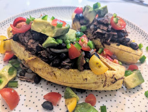 Jerk Jackfruit Stuffed Plantains (GF, V)