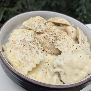 Thai-Inspired Corn Ravioli in Lemongrass Sauce (V)