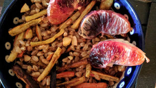 Blood Orange, Roasted Root Vegetable, and Farro Salad
