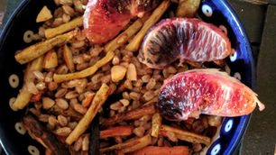 Blood Orange, Roasted Root Vegetable, and Farro Salad
