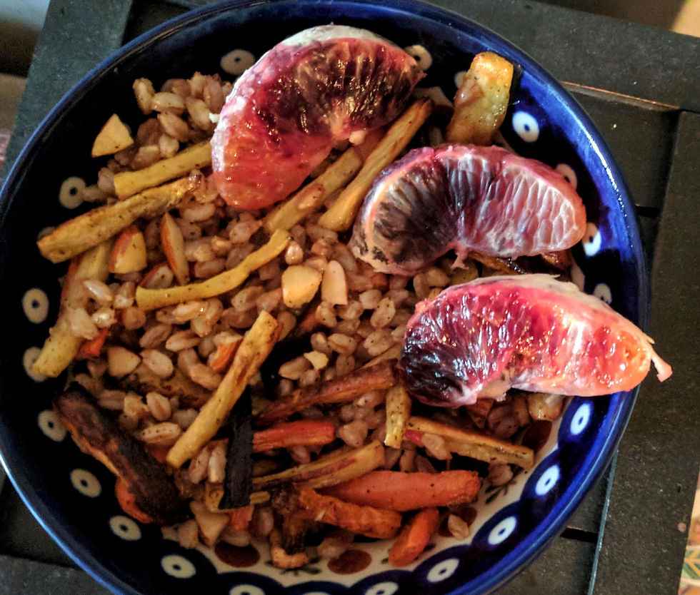 Blood Orange, Roasted Root Vegetable, and Farro Salad