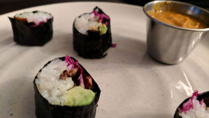 Shiitake Maki with Carrot Ginger Sauce