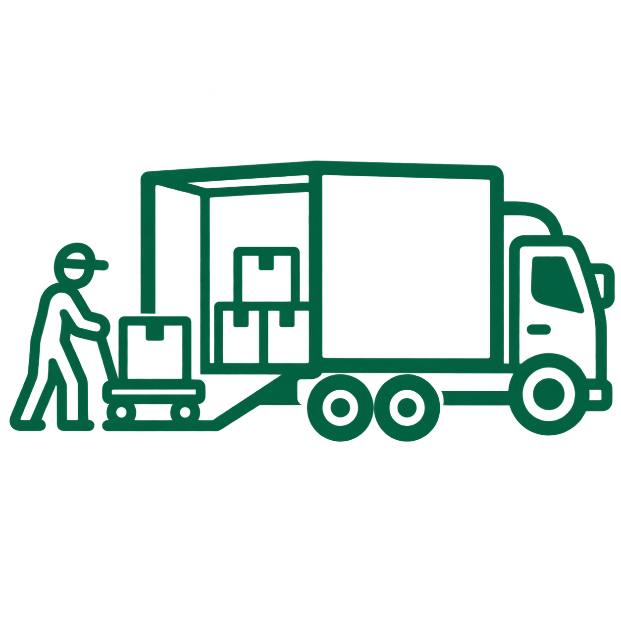 Icono de camión cargando cajas para servicio puerta a puerta