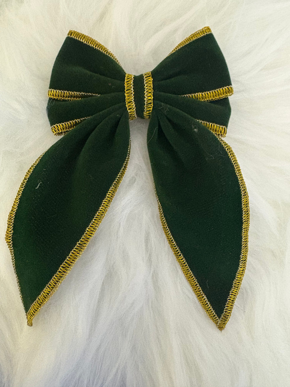 Thumbnail: Velvet hair bow with gold trim 